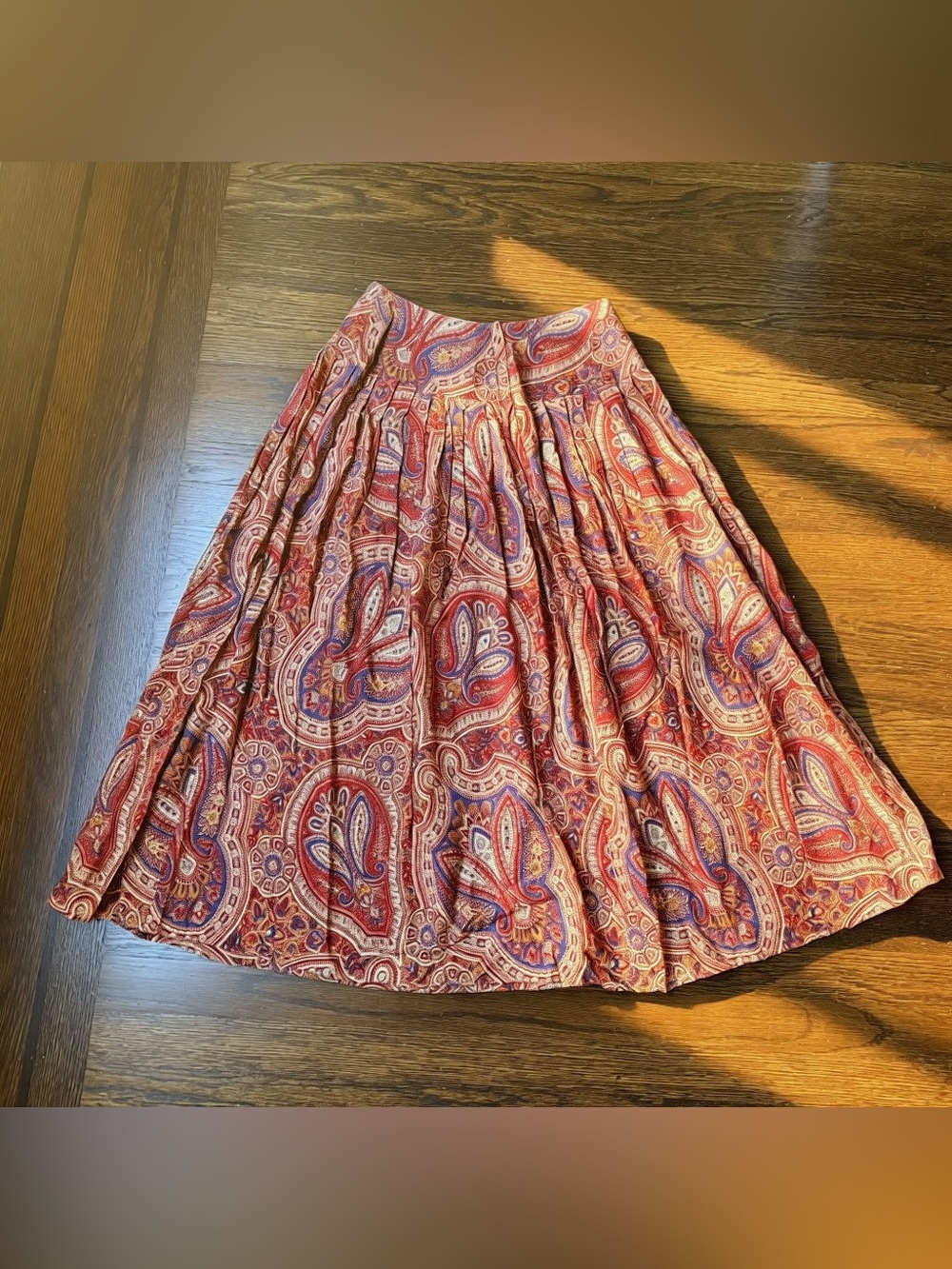 Vintage Jerri Allen Paisley Midi Skirt Fall Colors Boho Size 6